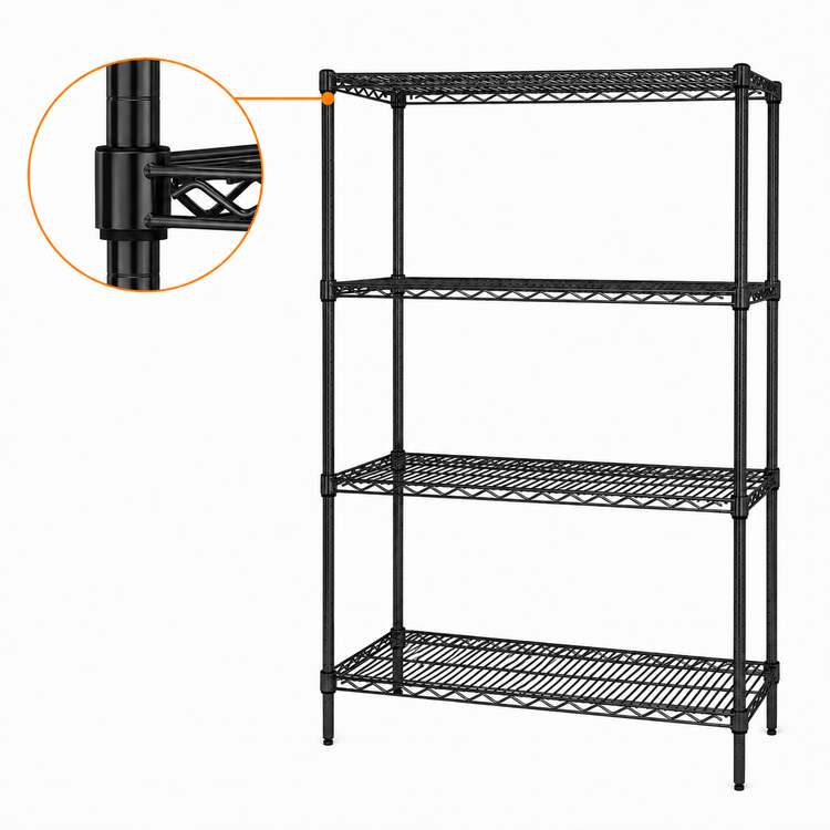 Black Epoxy Wire Shelving