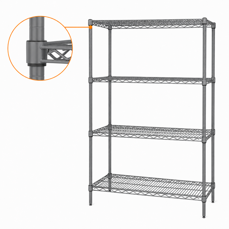 Gray Epoxy Wire Shelving