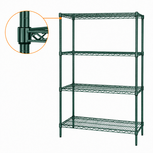Green Epoxy Coated Wire Shelving