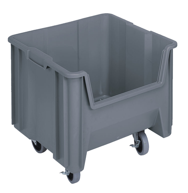 Quantum Mobile Giant Stack Containers – Case Pack – 17-1/2" x 16-1/2" x 12-1/2" (with casters 15-1/2"H) – QGH805MOB – Gray