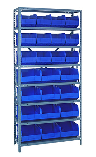 Quantum 2475-483485 in Blue – Quantum Steel Shelving with Stackable Shelf Bins – 1875-463 to 2475-483485