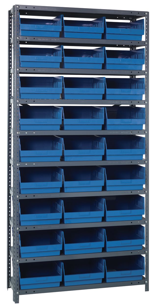 75" High - Large Bin Shelf System w/ 10 Shelves
