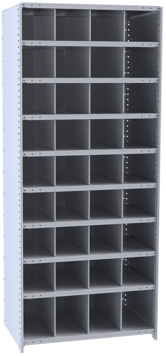 Metal Bin Shelving – Starter Unit, 36"W x 12"D x 87"H