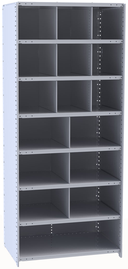 Metal Bin Shelving – Starter Unit, 36"W x 12"D x 87"H