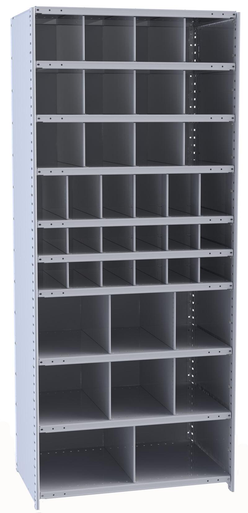 Metal Bin Shelving – Starter Unit, 36"W x 12"D x 87"H