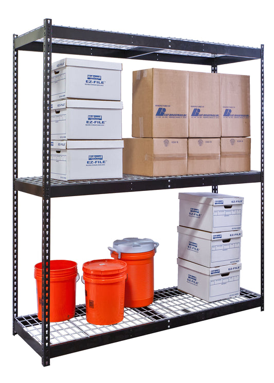 Heavy Duty Boltless Shelving w/ Wire Decking - Black