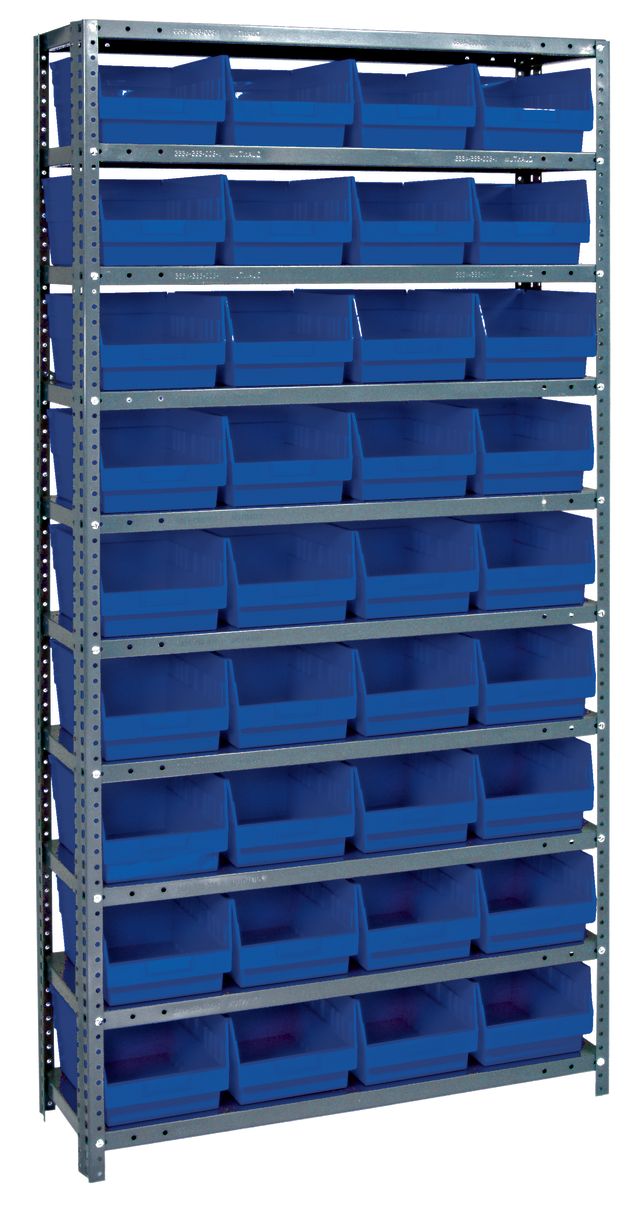 75" High - Large Bin Shelf System w/ 10 Shelves