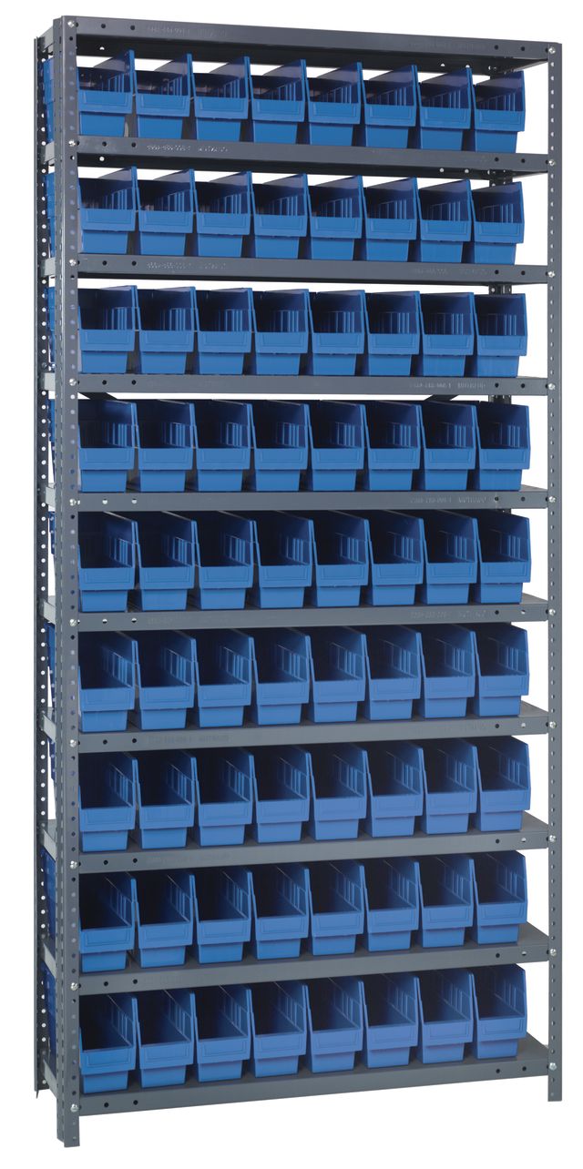 75" High - Large Bin Shelf System w/ 10 Shelves