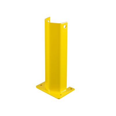Yellow metal post on a white background