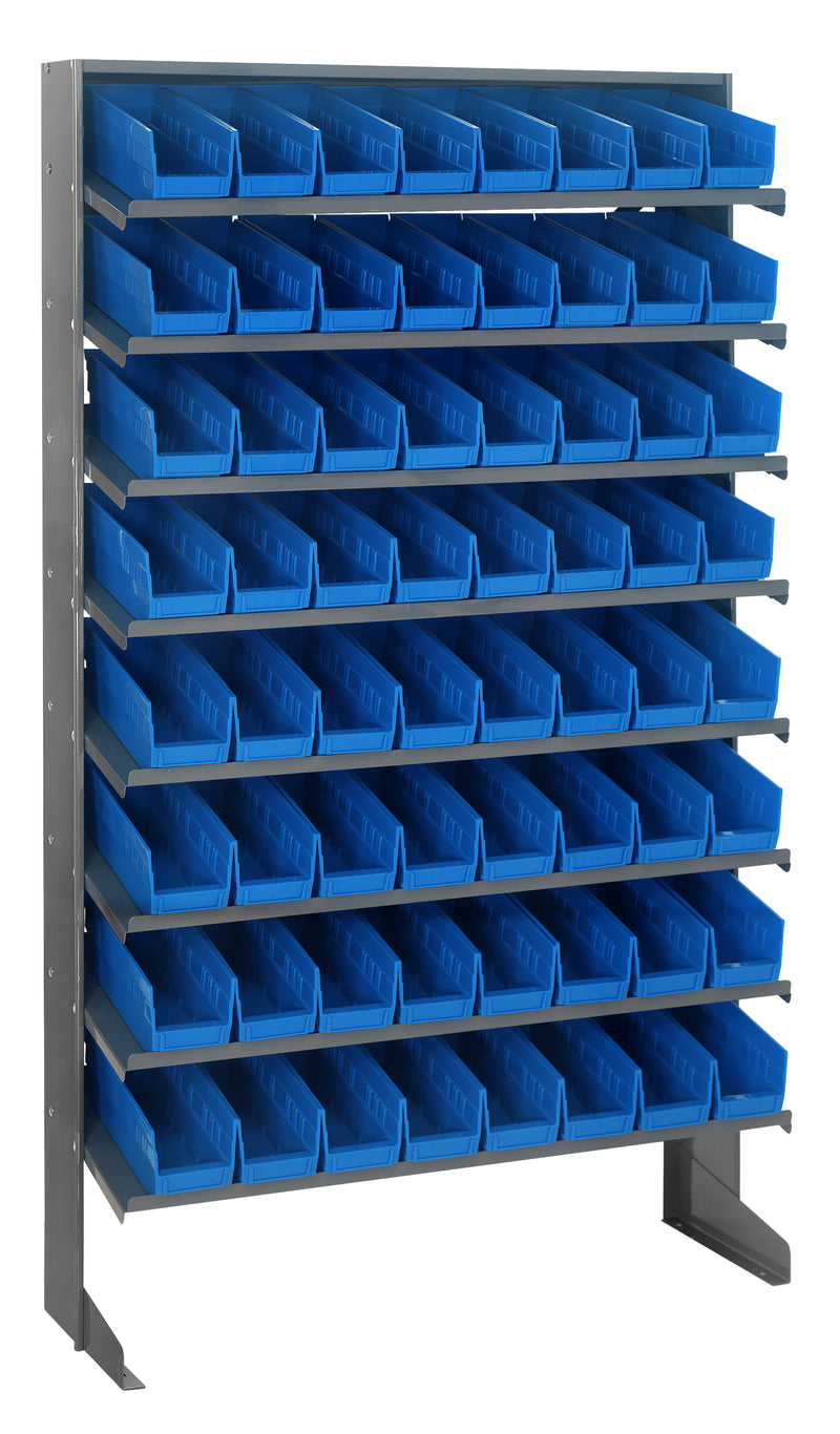 Quantum Single-Sided Pick Racks with Bins – 12" x 36" x 60" – QPRS-101 – Blue