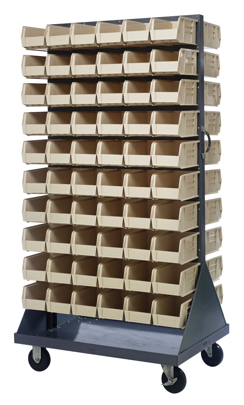 Quantum Mobile Louvered Panels with Bins – 36" x 25" x 72" – QMD-36H-230 – Ivory