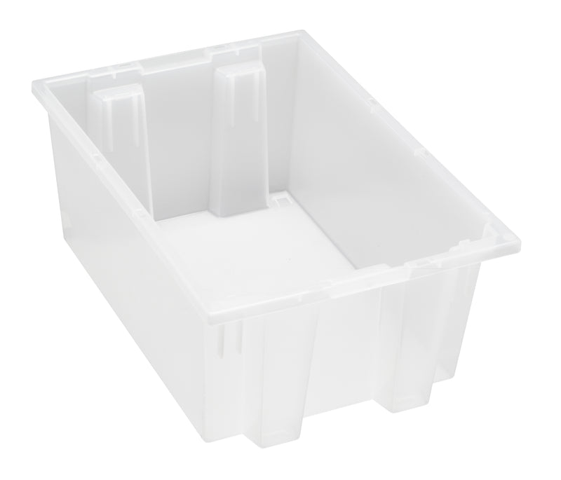 Quantum Clear-View Stack & Nest Totes – SNT180CL to SNT225CL – Case Pack – 19-1/2" x 13-1/2" x 8" – SNT200CL – Clear