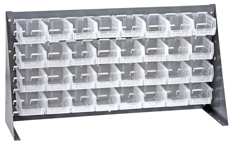 Quantum Bench Racks with Clear Bins – 36" x 8" x 19" – QBR-3619-210-32CL – Clear