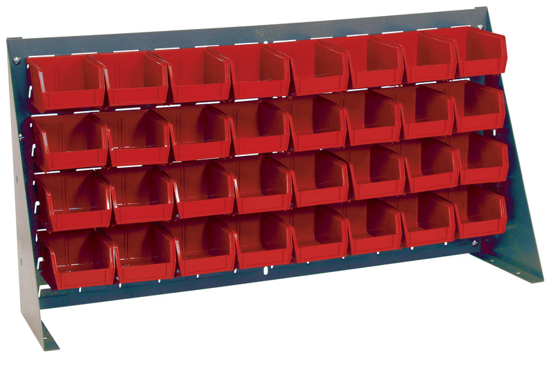 Quantum Louvered Panel Bench Racks with Bins – 36" x 8" x 19" – QBR-3619-210-32 – Red
