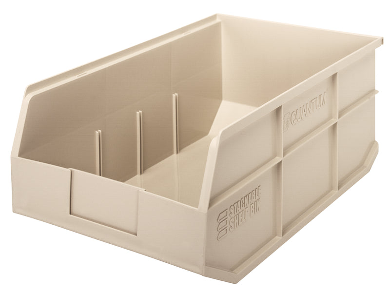 Quantum Stackable Shelf Bins – SSB463 to SSB485 – Case Pack – 18" x 11" x 7" – SSB465 – Ivory