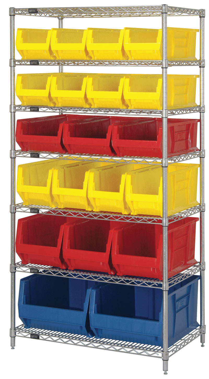 Quantum 24" Wire Shelving Systems – 36" x 24" x 74" – WR6-953 to WR8-950 – WR7-20-MIX – Standard