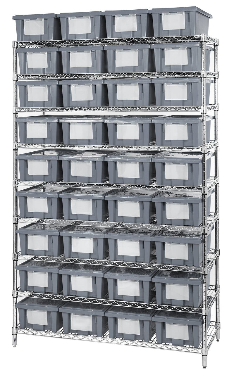 Quantum Stack & Nest Container Wr4-12225 – 48" x 18" x 74" – WR9-36180 – Gray