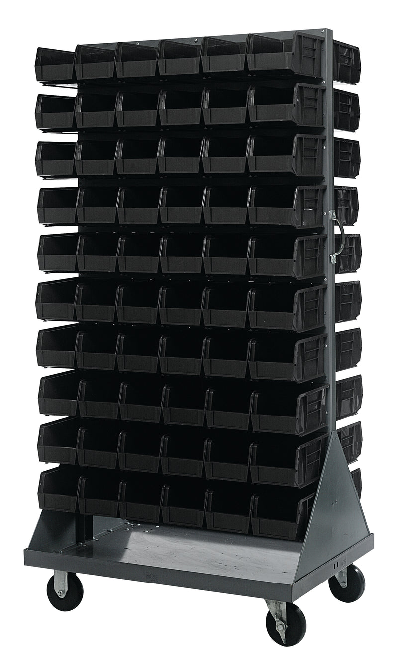 Quantum Mobile Louvered Panels with Bins – 36" x 25" x 72" – QMD-36H-230 – Black