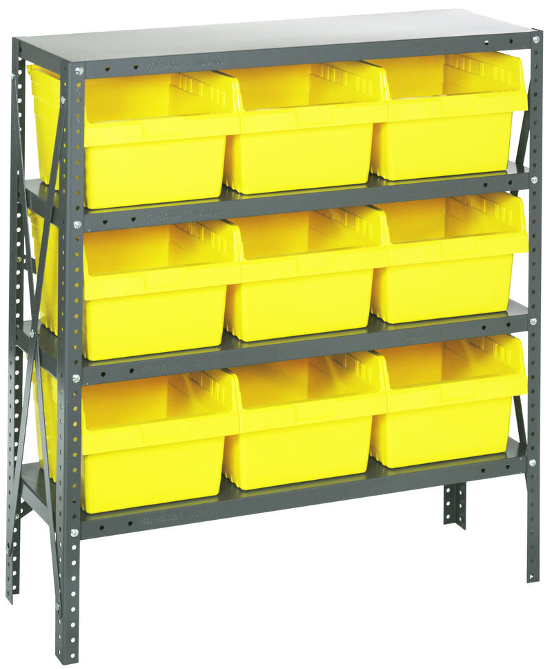 Quantum Store-Max 8" Shelf Bin Steel Shelving Systems with Bins – 1239-SB801 to 1275-SB802 – 1239-SB809 – Yellow