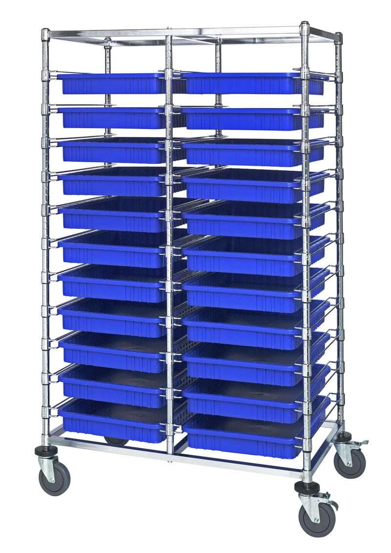 Quantum Dividable Grid Container Bin Carts – 24" x 40" x 69" – BC214069M2D – Blue