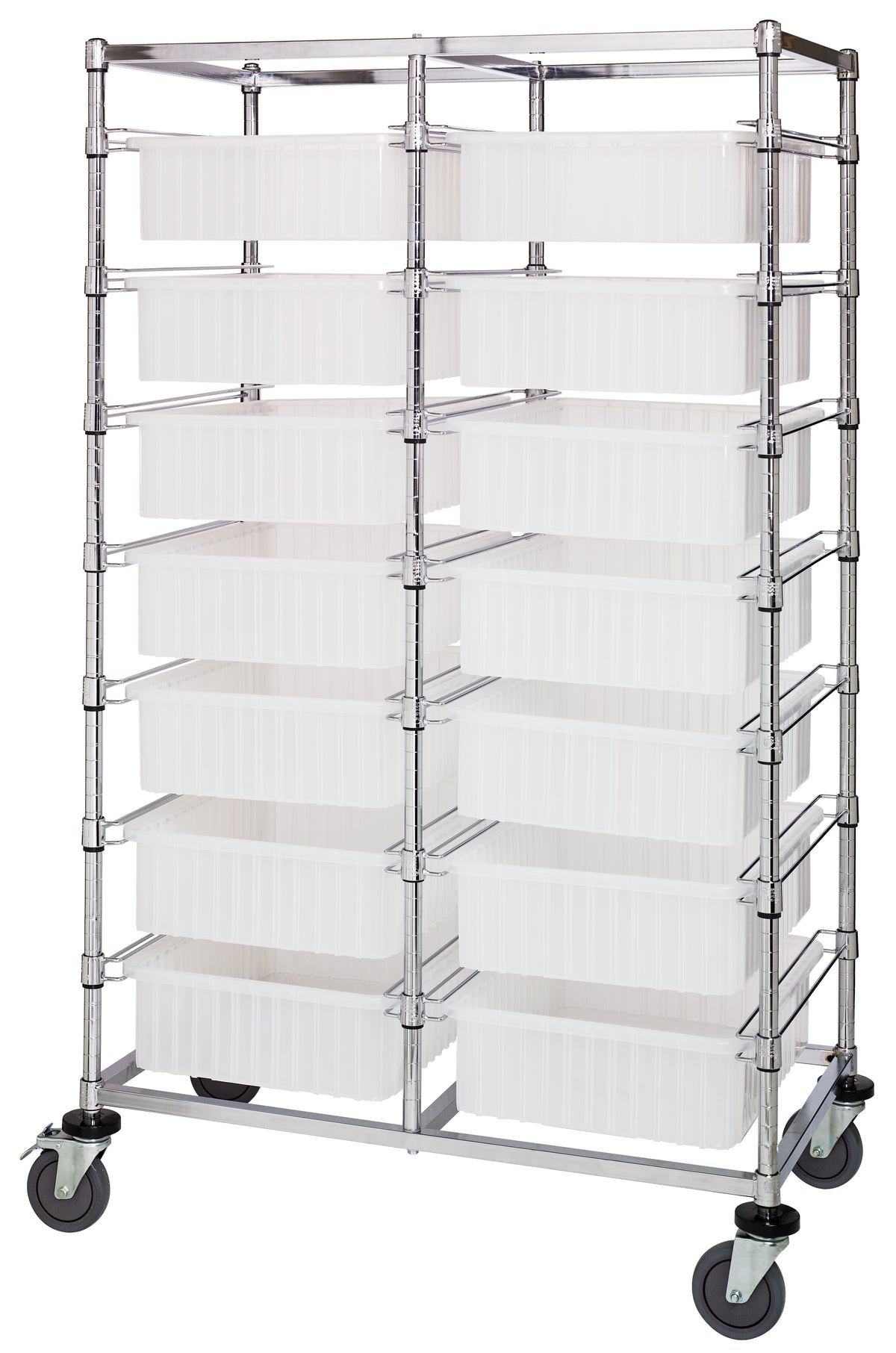 Quantum Clear-View Bin Carts – 24" x 40" x 69" – BC214069M1DCL – Clear