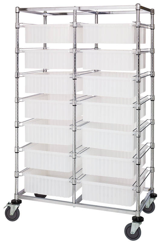 Quantum Clear-View Bin Carts – 24" x 40" x 69" – BC214069M1DCL – Clear