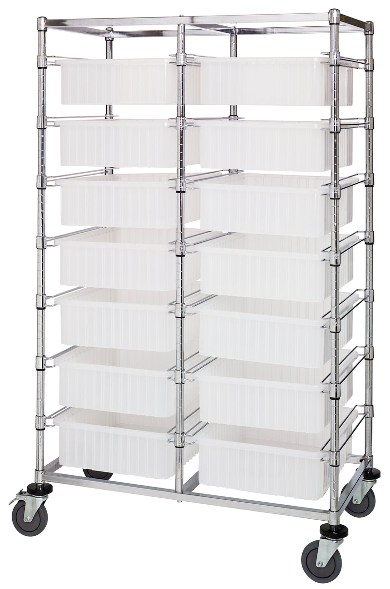 Quantum Clear-View Bin Carts – 24" x 40" x 69" – BC214069M1DCL – Clear