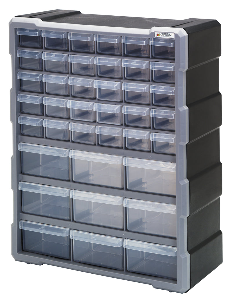 Quantum Plastic Drawer Cabinets – 6-1/4" x 15" x 18-3/4" – PDC-39BK – Standard