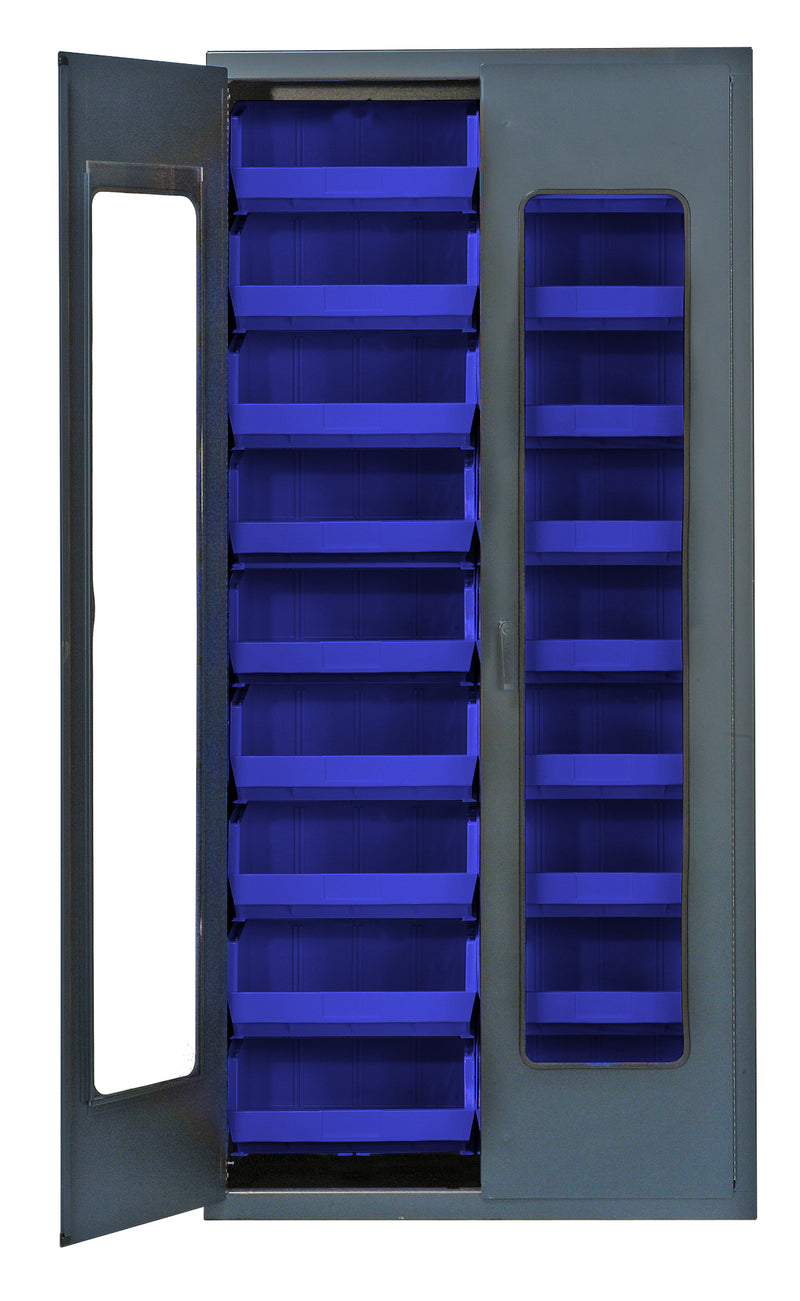 Quantum Storage Cabinets with Bins – 18" x 36" x 78" – QSC Series – QSC-C250 – Blue