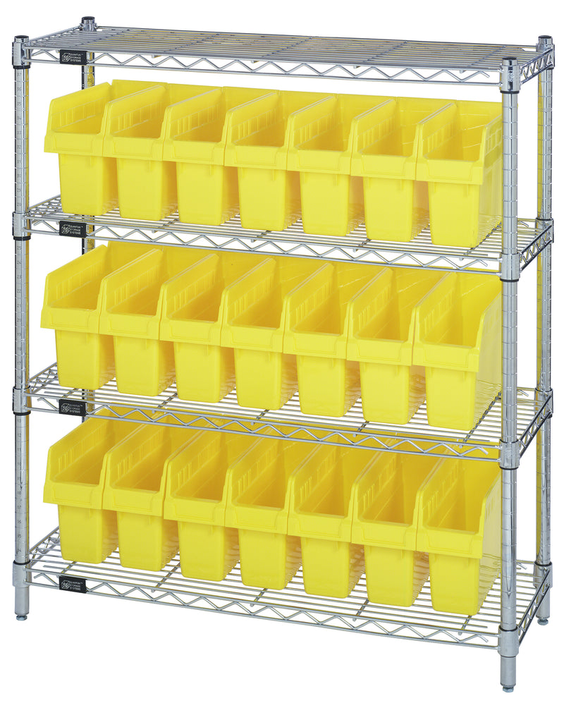 Quantum Store-Max 8" Shelf Bin Wire Shelving Systems with Bins – WR4-39-1236-801 to WR8-802 – WR4-39-1236-801 – Yellow