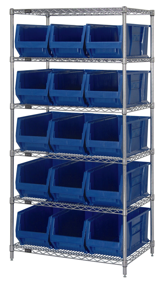 Quantum 30" & 36" Wire Shelving Systems – 36" x 30" x 74" – WR6-973 – Blue