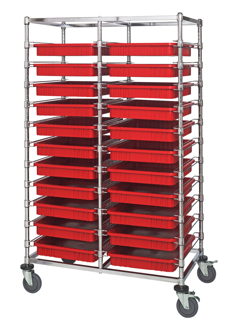Quantum Dividable Grid Container Bin Carts – 24" x 40" x 69" – BC214069M2D – Red