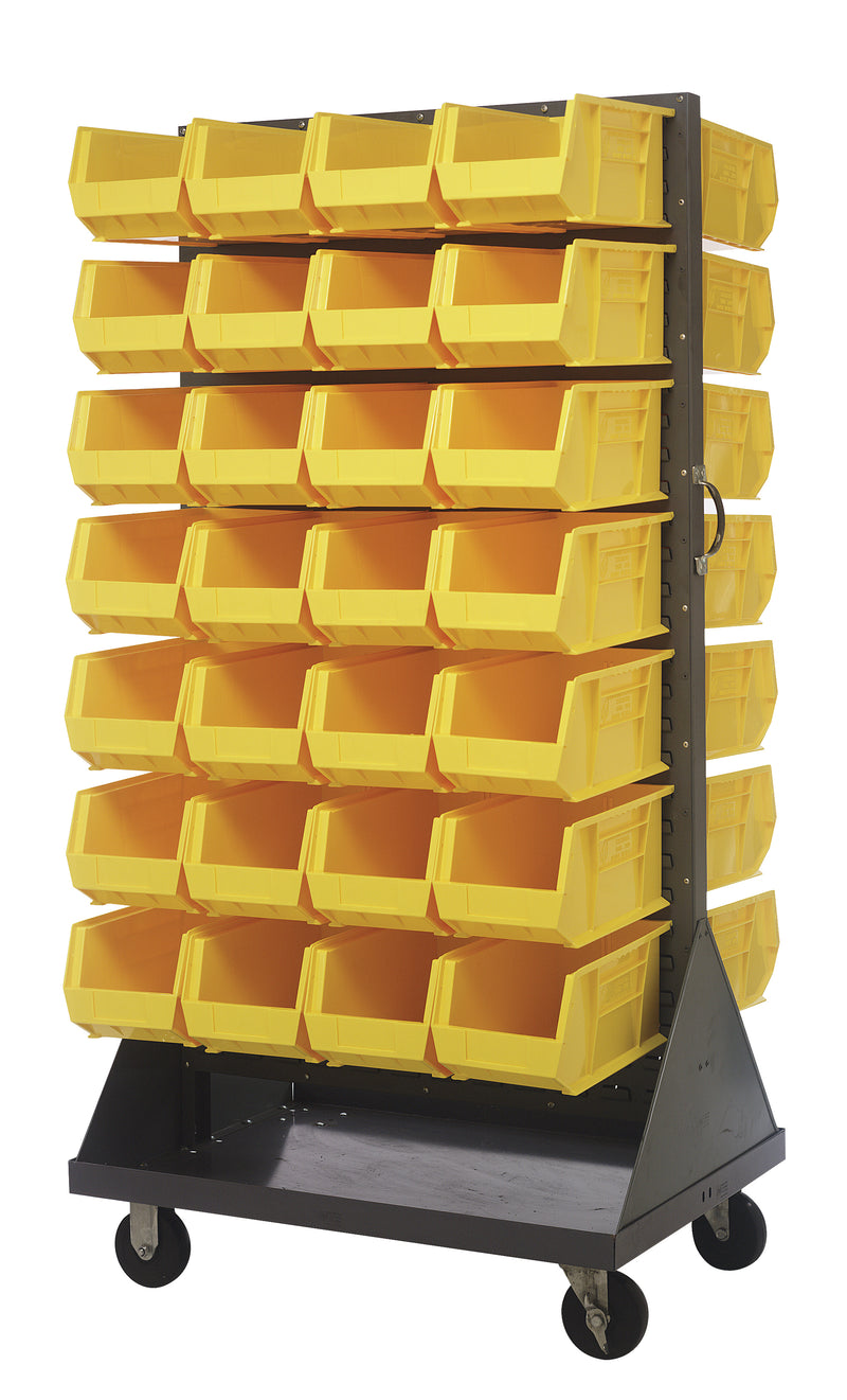 Quantum Mobile Louvered Panels with Bins – 36" x 25" x 72" – QMD-36H-240 – Yellow