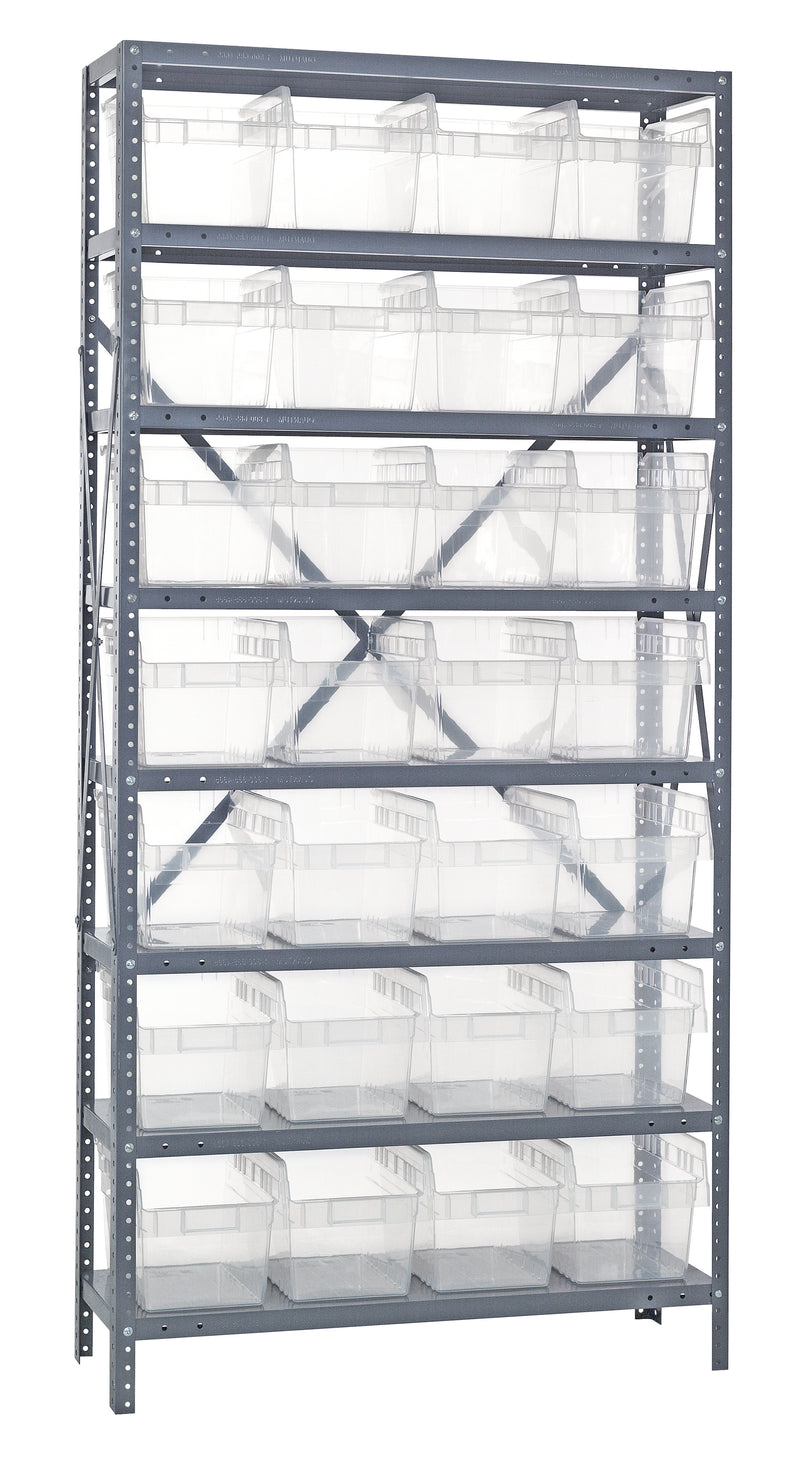 Quantum Clear-View Steel Shelving Units – 1875-SB803CL to 1875-SB810CL – 1875-SB808CL – Clear