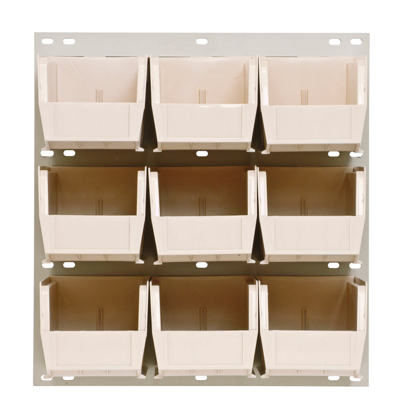 Quantum Stack & Hang Oyster White Louvered Panel with Bins – 18" x 19" – Kit – QLP-1819HC – 230-9 – Ivory