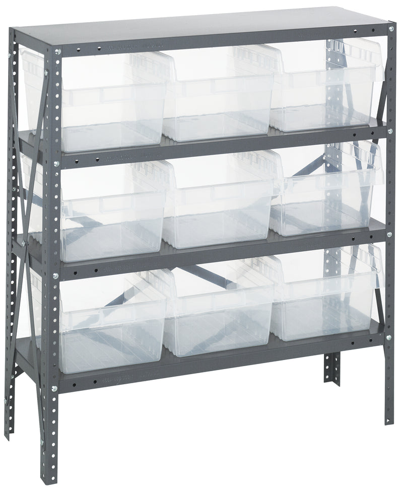 Quantum Clear-View Steel Shelving Units – 1239-SB801CL to 1275-SB802CL – 1239-SB809CL – Clear