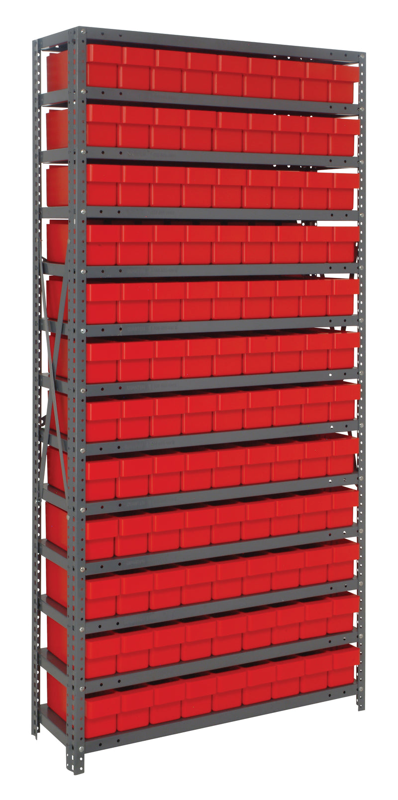 Quantum Super Tuff Euro Drawer Shelving System – 12" x 36" x 75" – 1275-501 – Red