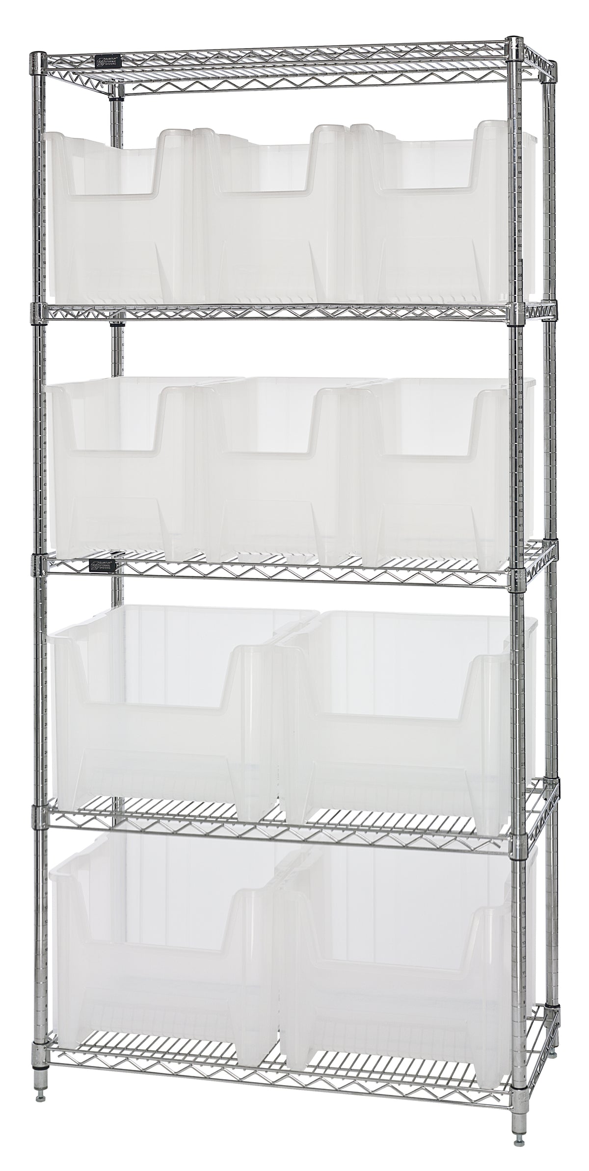 Quantum Clear-View Wire Shelving – WR5-600CL – 36" x 18" x 74" – WR5-600800CL – Clear