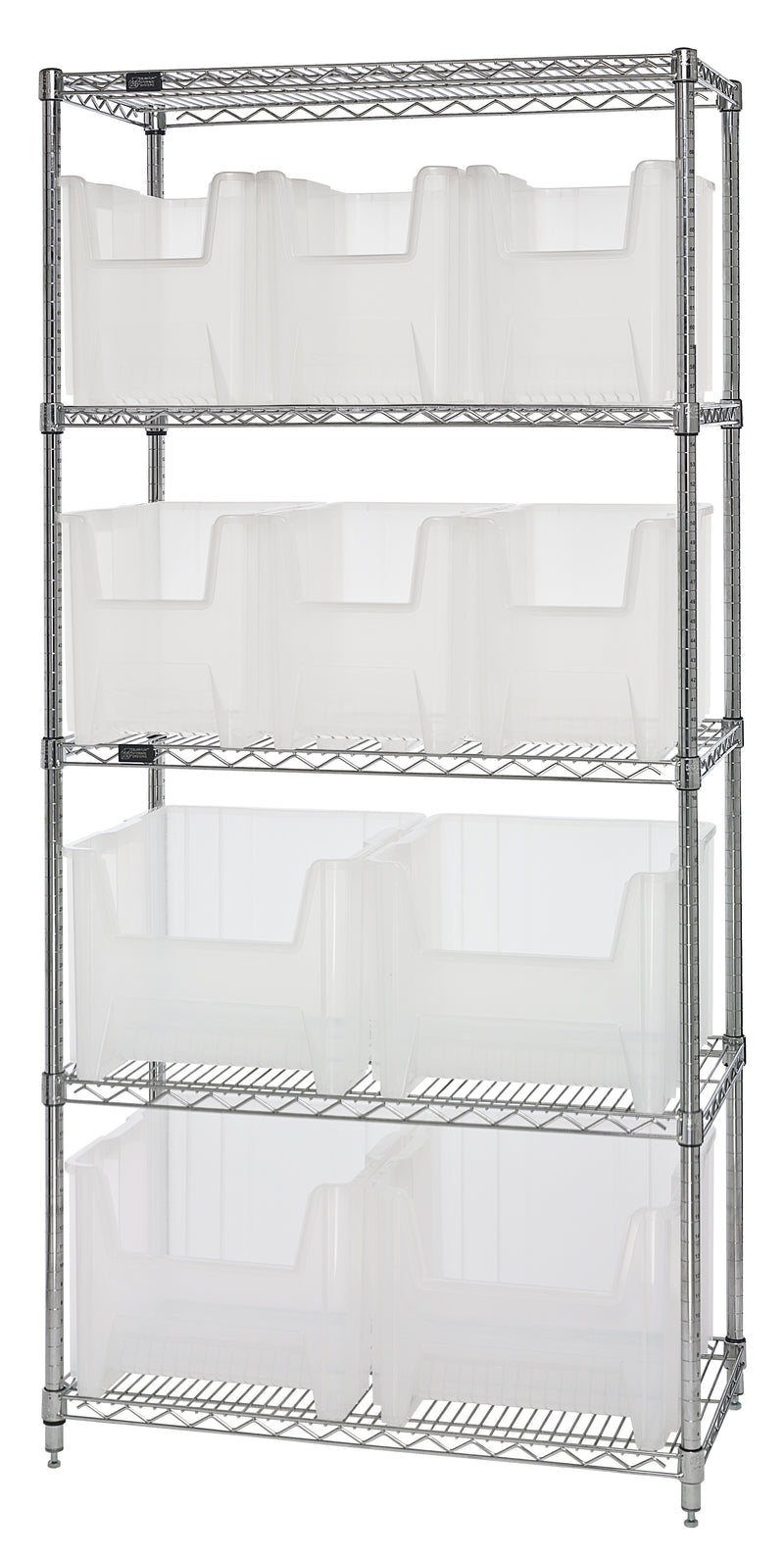 Quantum Clear-View Wire Shelving – WR5-600CL – 36" x 18" x 74" – WR5-600800CL – Clear