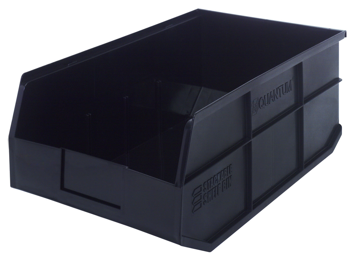 Quantum Stackable Shelf Bins – SSB463 to SSB485 – Case Pack – 18" x 11" x 7" – SSB465 – Black