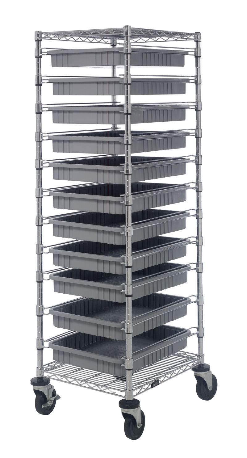 Quantum Dividable Grid Container Bin Carts – 21" x 24" x 69" – BC212469M2 – Gray
