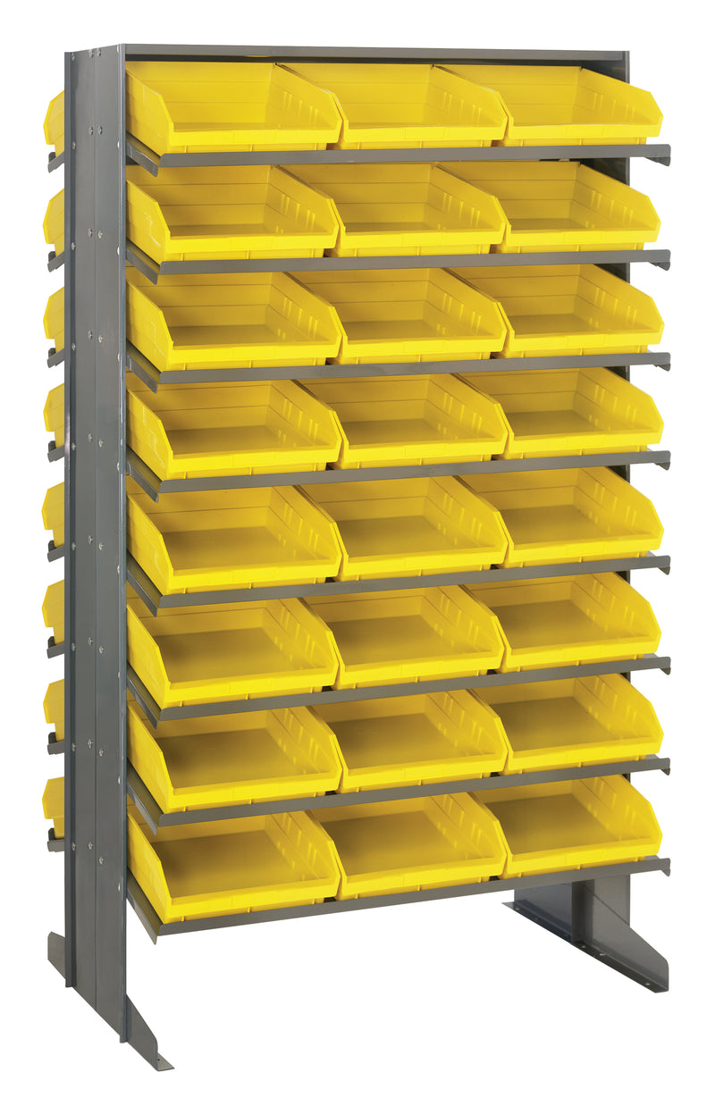 Quantum Double-Sided Pick Racks with Bins – 24" x 36" x 60" – QPRD-109 – Yellow