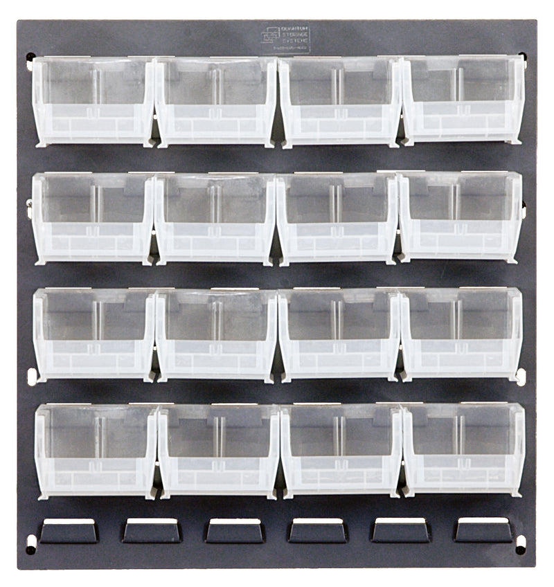 Quantum Louvered Panels with Clear Bins – 18" x 19" – 16 QUS220 Bins – Clear