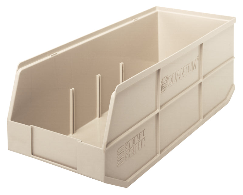 Quantum Stackable Shelf Bins – SSB463 to SSB485 – Case Pack – 20-1/2" x 8-1/4" x 7" – SSB483 – Ivory