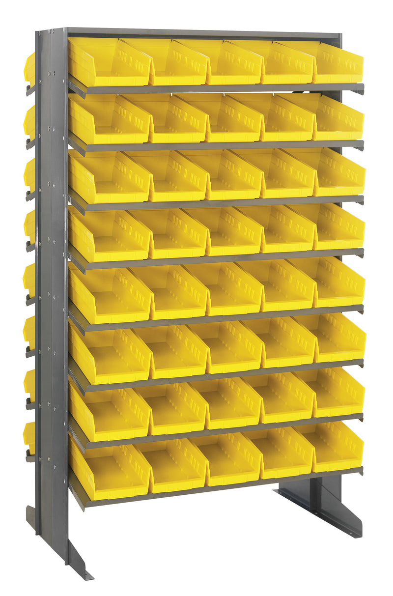 Quantum Double-Sided Pick Racks with Bins – 24" x 36" x 60" – QPRD-102 – Yellow