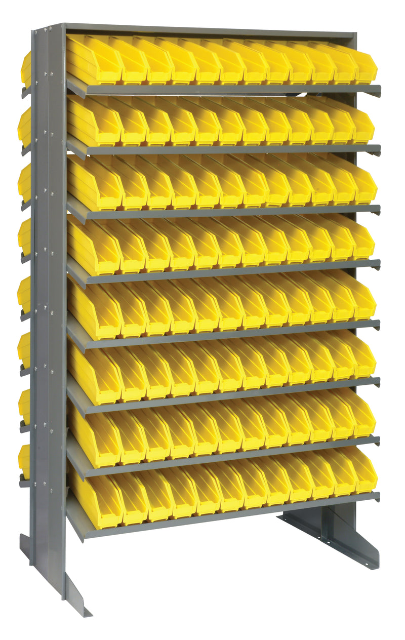 Quantum Double-Sided Pick Racks with Bins – 24" x 36" x 60" – QPRD-100 – Yellow