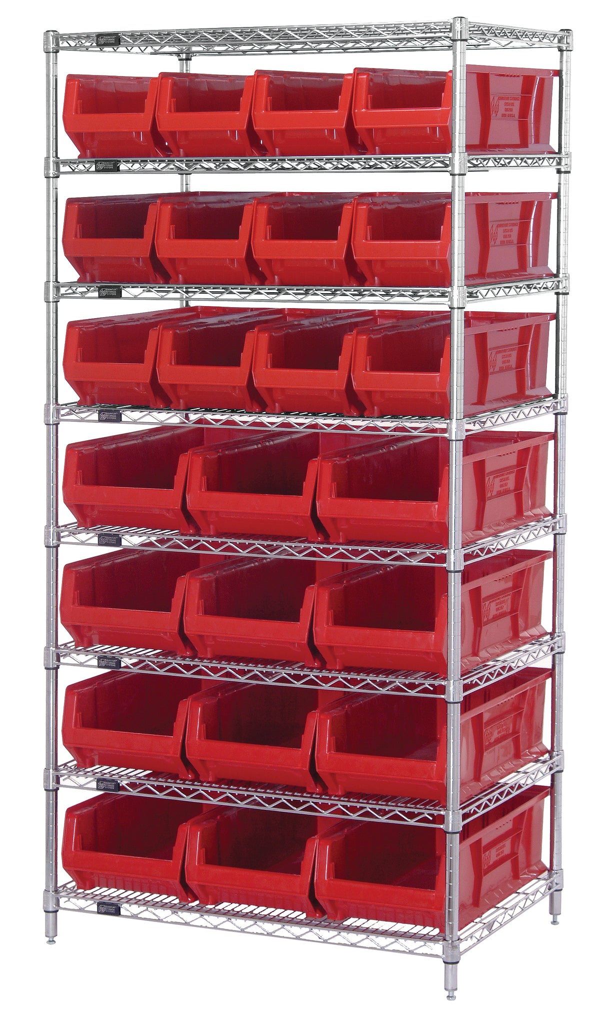 Quantum 24" Wire Shelving Systems – 36" x 24" x 74" – WR8-952 to WR8-950952 – WR8-950952 – Red