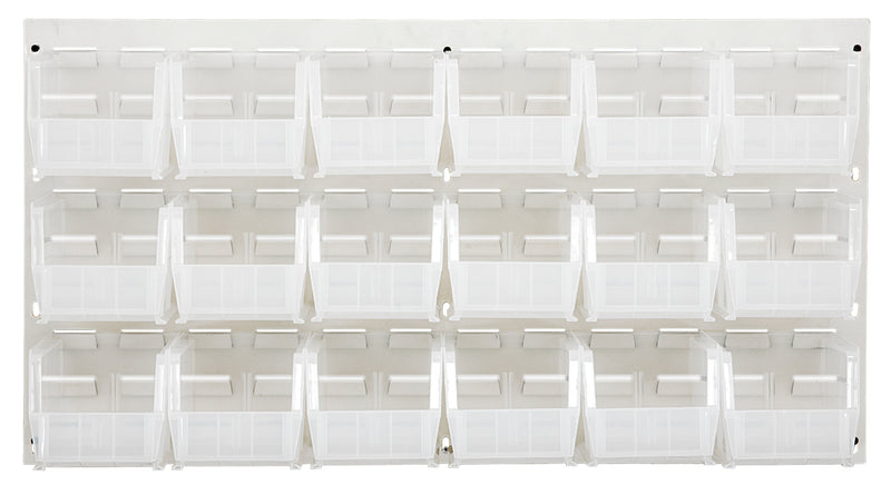 Quantum Stack & Hang Oyster White Louvered Panel with Bins – 36" x 19" – Kit – QLP-3619HC – 230-18 – Clear
