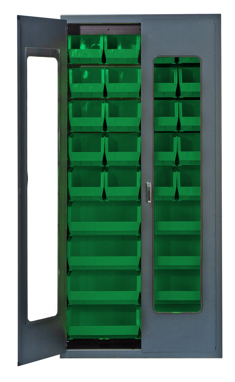 Quantum Storage Cabinets with Bins – 18" x 36" x 78" – QSC Series – QSC-C240250 – Green