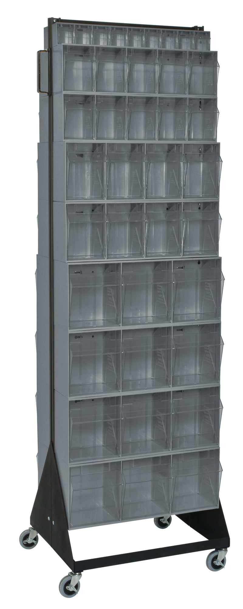 Quantum Clear Tip-Out Bin Stand – 16" x 23-5/8" x 75" – QFS270-72 – QFS400 – Gray